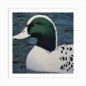 Ohara Koson Inspired Bird Painting Mallard Duck 1 Square Art Print