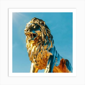 Golden Lion Statue Art Print