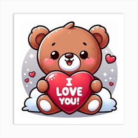 I Love You Teddy Bear Art Print