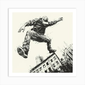 A Parkour Movement Hand Drawn Sketch 4 Art Print