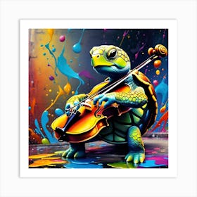 Turtle Playing Violin Art Print