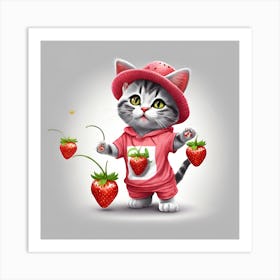 Strawberry Kitten 2 Art Print