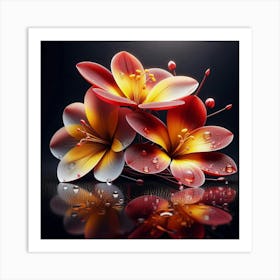 Flowers On A Black Background Art Print