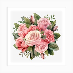 Bouquet Of Pink Roses 7 Art Print