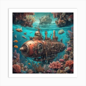 Underwater Submarine Art Print