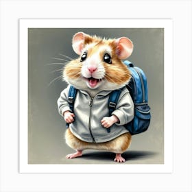 Hamster With Backpack 10 Art Print