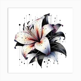 Lilly Blossom - Abstract Line Art Illustration 76 Art Print