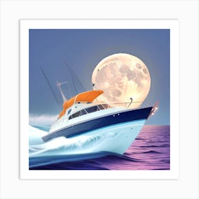 Boat In The Moonlight 1 Art Print