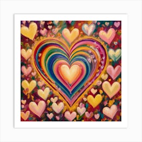 Rainbow Hearts Art Print