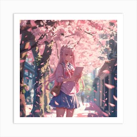 Anime Sakura Chery Blossom Woman Art Print