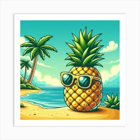 Pineapple On The Beach Art Print