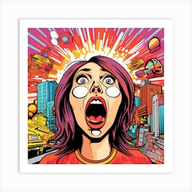 Pop Woman Screaming Art Print