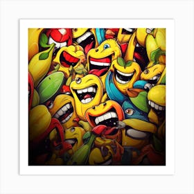 Cartoon Bananas Graffiti Art Print