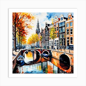 Amsterdam Canal Painting Art Print