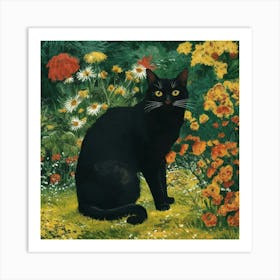 Klimt Style Black Cat In A Garden Art Print Illust 4kue70dht1ouzgjm3vfjuw Kg 3autbs Qzl2ynirkbkg Art Print