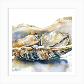 Watercolor Illustration Of An Oyster Art Print