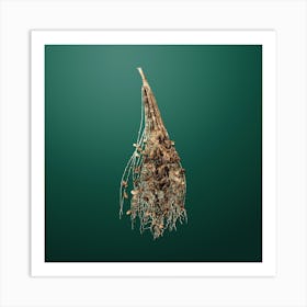 Gold Botanical Normal Spadice of the Palm on Dark Spring Green n.0475 Art Print