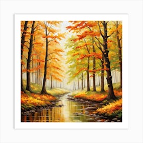 Forest In Autumn In Minimalist Style Square Composition 13 Art Print