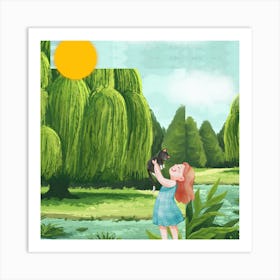 Little Girl In The Forest Art Print