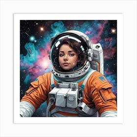 Cosmic Explorer Portrait Of An Astronaut Among The Stars (8) Art Print