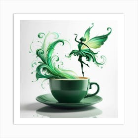 Tinker Bell Dancing Over Coffee Art Print