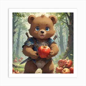 Teddy Bear With Apples Art Print