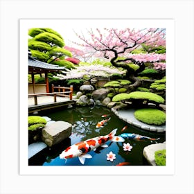 Koi Pond Japanese Art Print