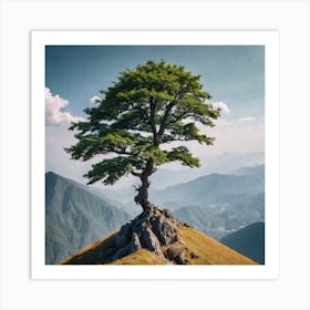 Lone Tree On Top Of Mountain 36 Art Print