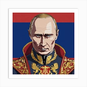 vladimir putin in evil anime style Art Print