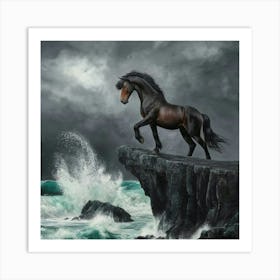 Horse On Cliff 3 Art Print