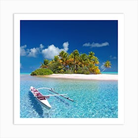 Boat On A Tropical Island Art Print