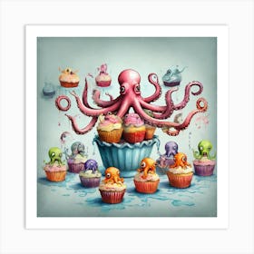 Octopus Cupcakes 1 Art Print