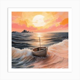 Boat At Sunset Canvas Print Art Print