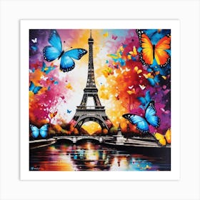 Paris With Butterflies 136 Art Print