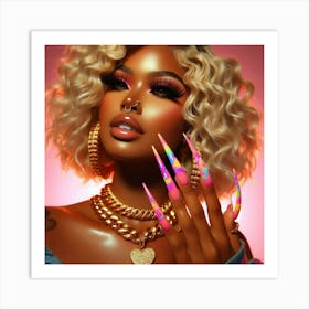 Sexy Woman With Nails Art Print