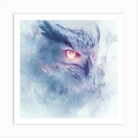 Owl In Smoke Art Print