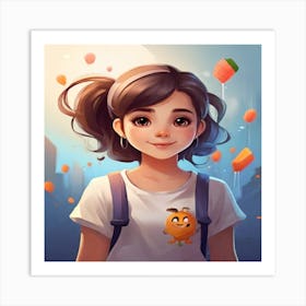 Girl With Oranges Art Print