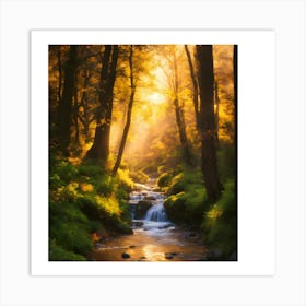 Stream In The Forest Art Print