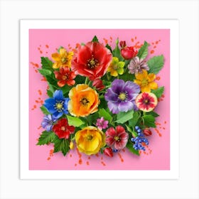 Watercolor paper flowers 4 Art Print