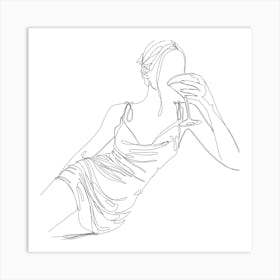 Woman Drinking A Cocktail Art Print