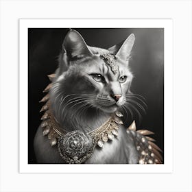 Firefly A Beautiful, Cool, Handsome Silver And Cream Majestic Masculine Main Cat Blended With A Japa (10) Art Print