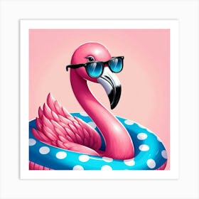 Flamingo In The Pool Art Print