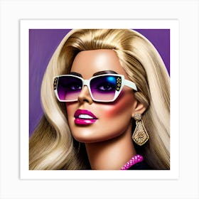 Pop art, textured canvas, limited, Retro Hollywood "plastic" 9/10 Women In Sunglasses Art Print