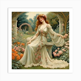 Lady In A Garden Art Print