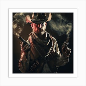 Cowboy With Guns 2 Art Print