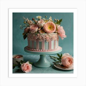 Cake With Flowers Art Print