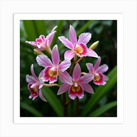 A Beautiful Arrangement Of Wild Orchids In A Tropical Setting 2 Art Print