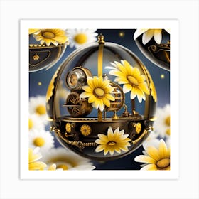 Steampunk Flowers Art Print