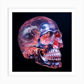 Human Skull On Black Background Art Print