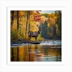 Deer By The River 1 Art Print